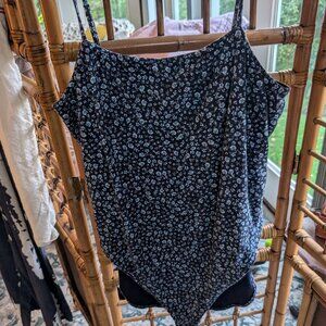 Blue ditsy print XXL cami bodysuit